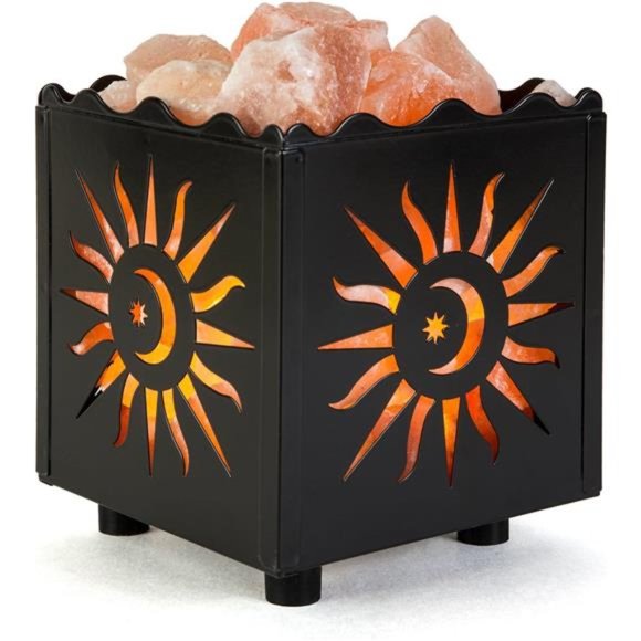 Himalayan Pink Salt Lamp Basket & Dimmer Cord Bulb - Picture 1 of 6